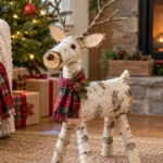 Birch Log Reindeer log Christmas decoration ideas