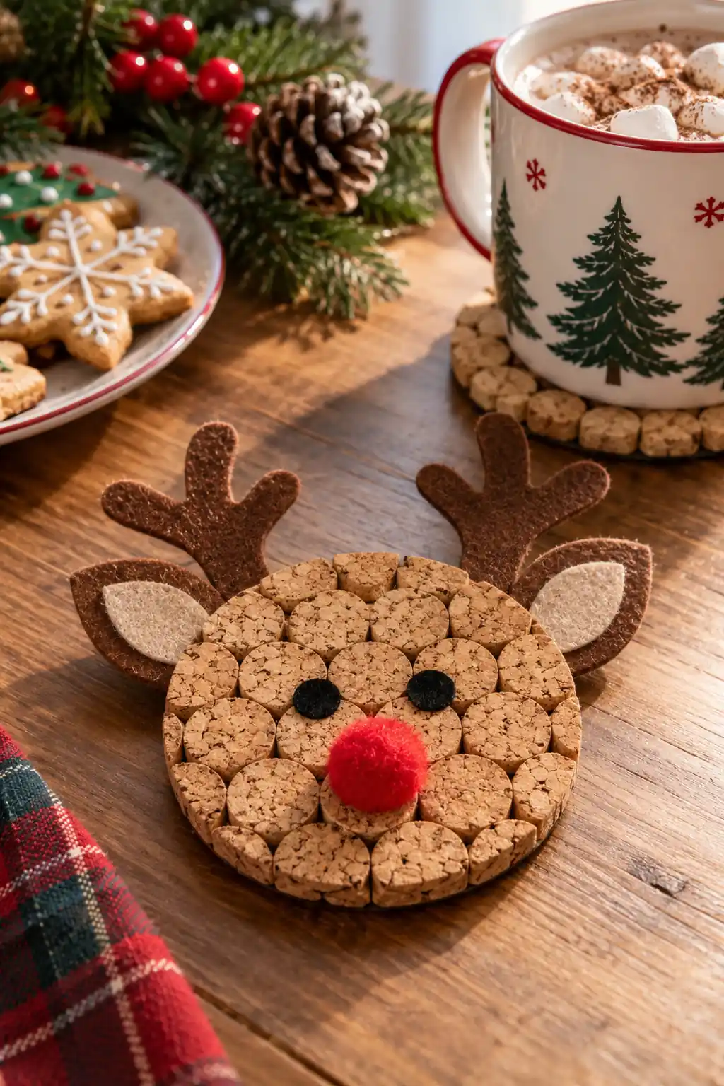 Cork Reindeer Christmas coaster ideas
