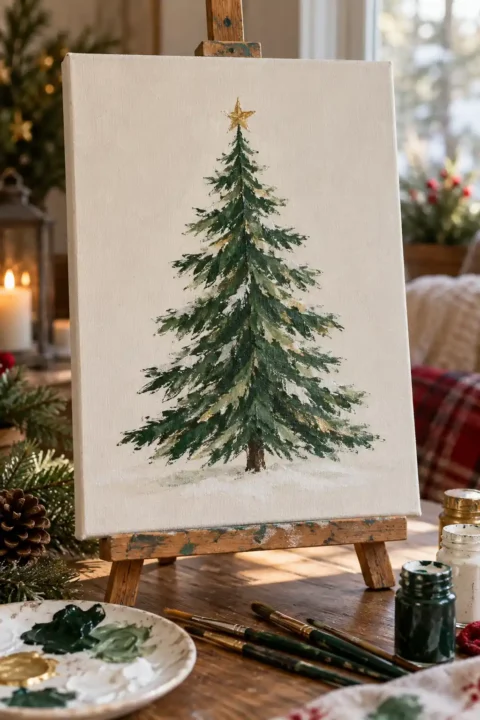 Minimal Pine Tree Christmas canvas ideas