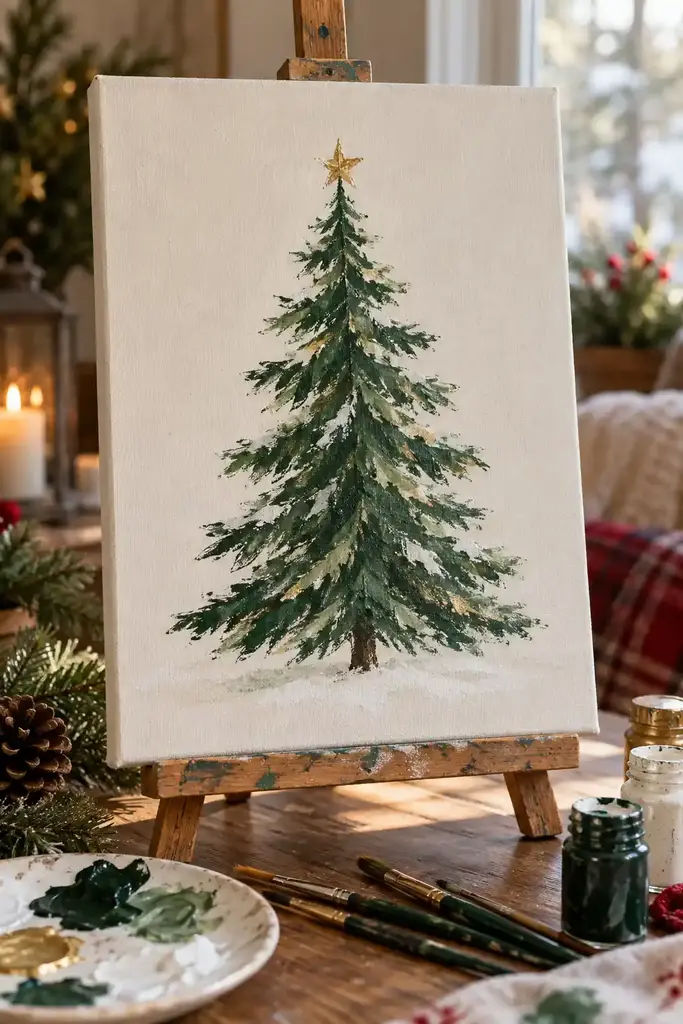 Minimal Pine Tree Christmas canvas ideas