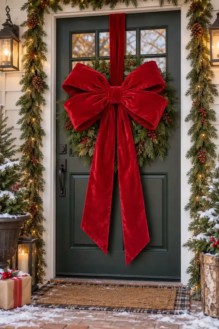 Christmas bows, oversized velvet door bow
