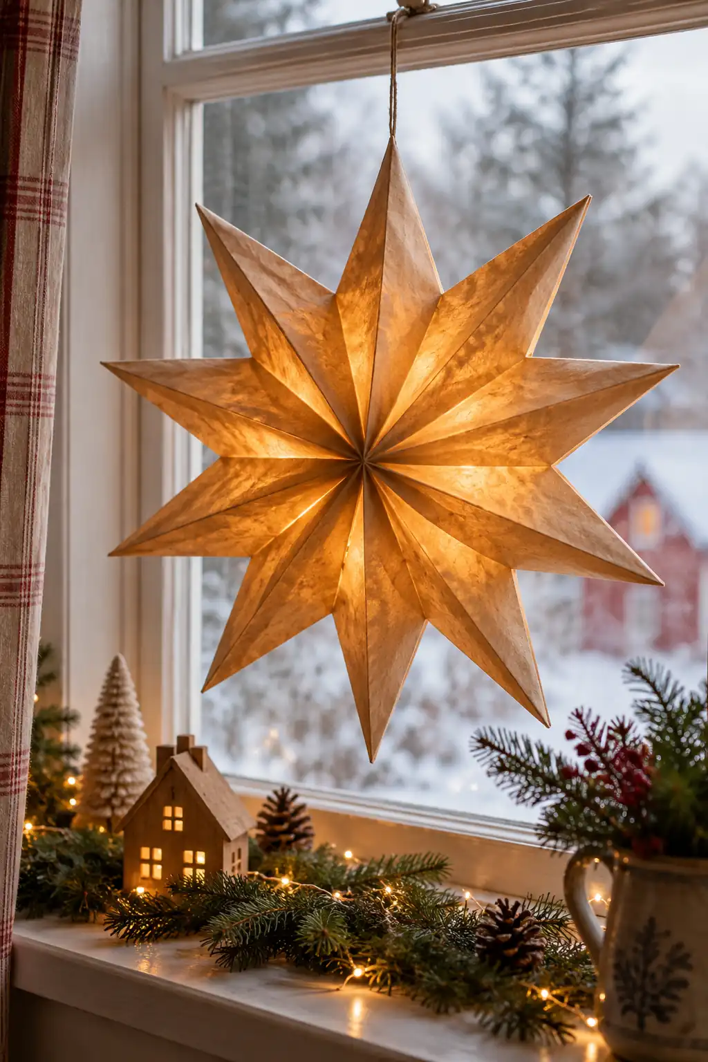 Paper Bag Star Window DIY Christmas decor ideas