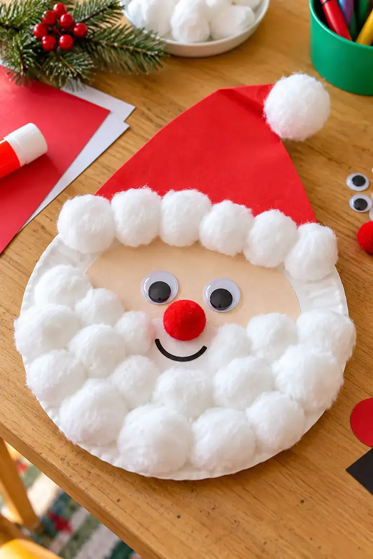 Paper Plate Santa Christmas crafts for preschoolers