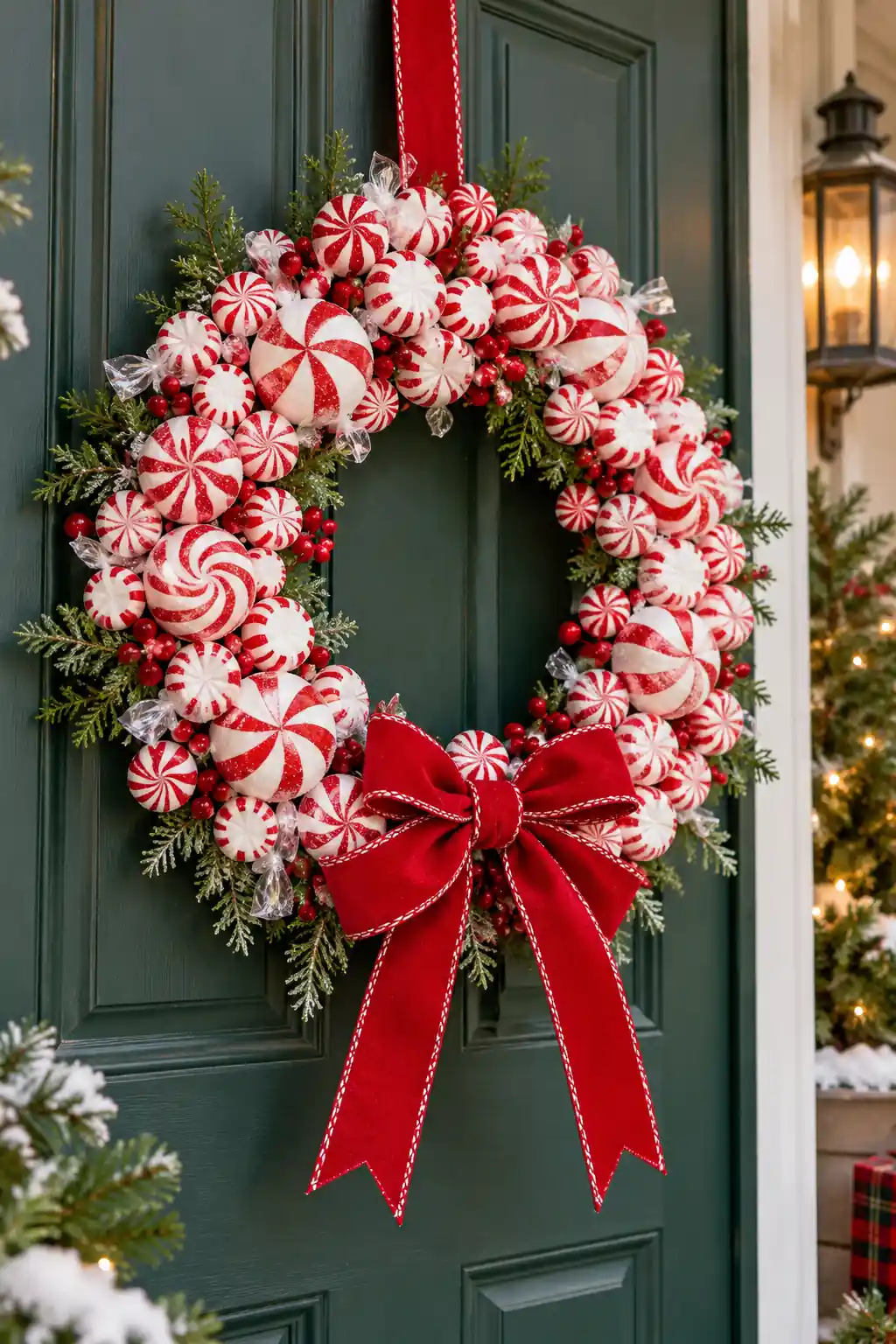 Peppermint Wreath Christmas candy decoration ideas