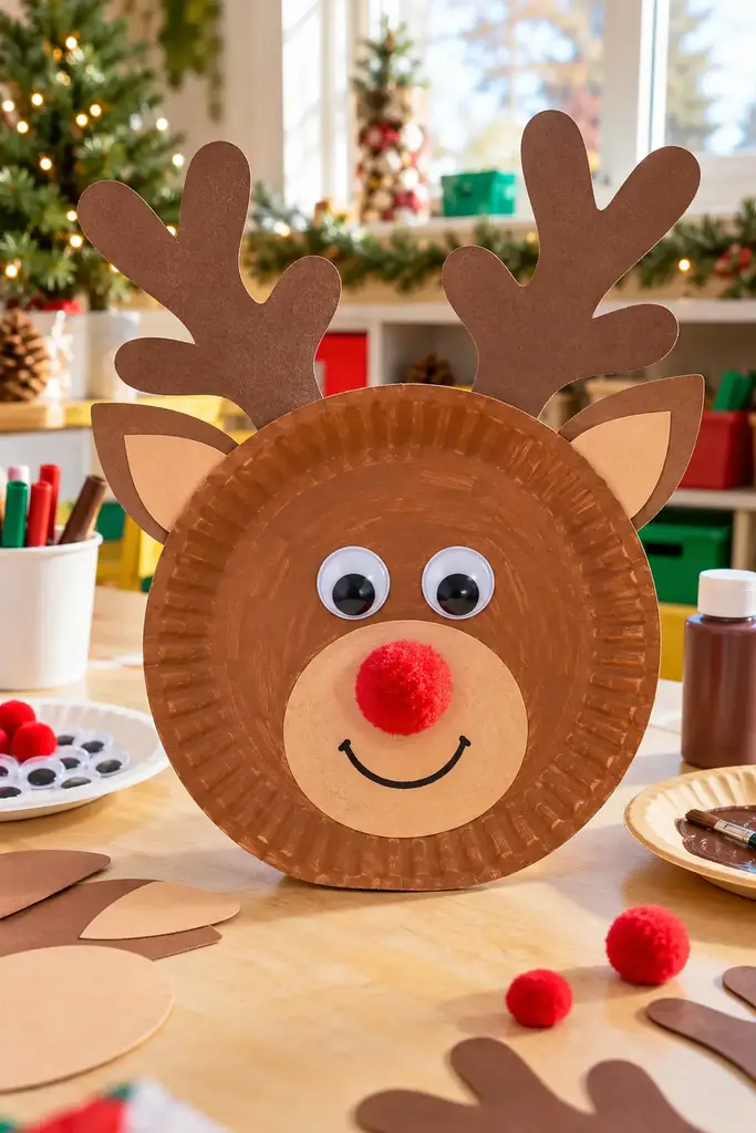 Paper plate reindeer craft