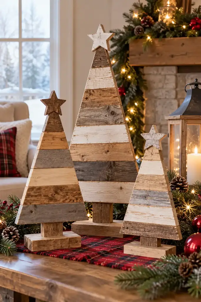 Scrap wood triangle trees decoration