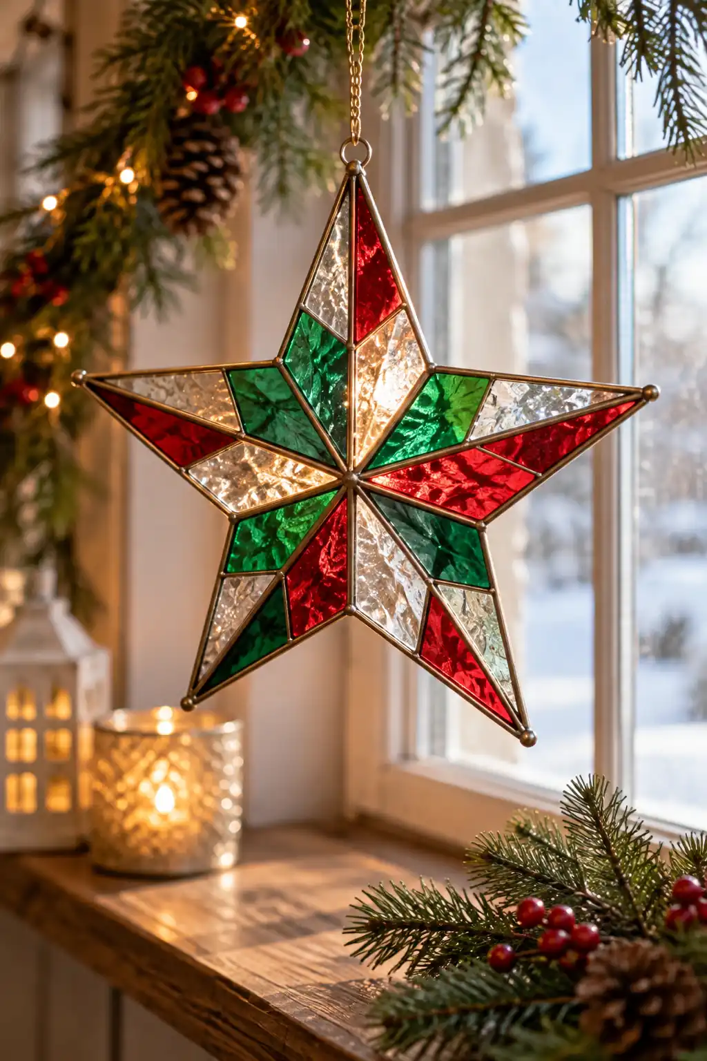Stained Glass Style Star Christmas crafts for adults