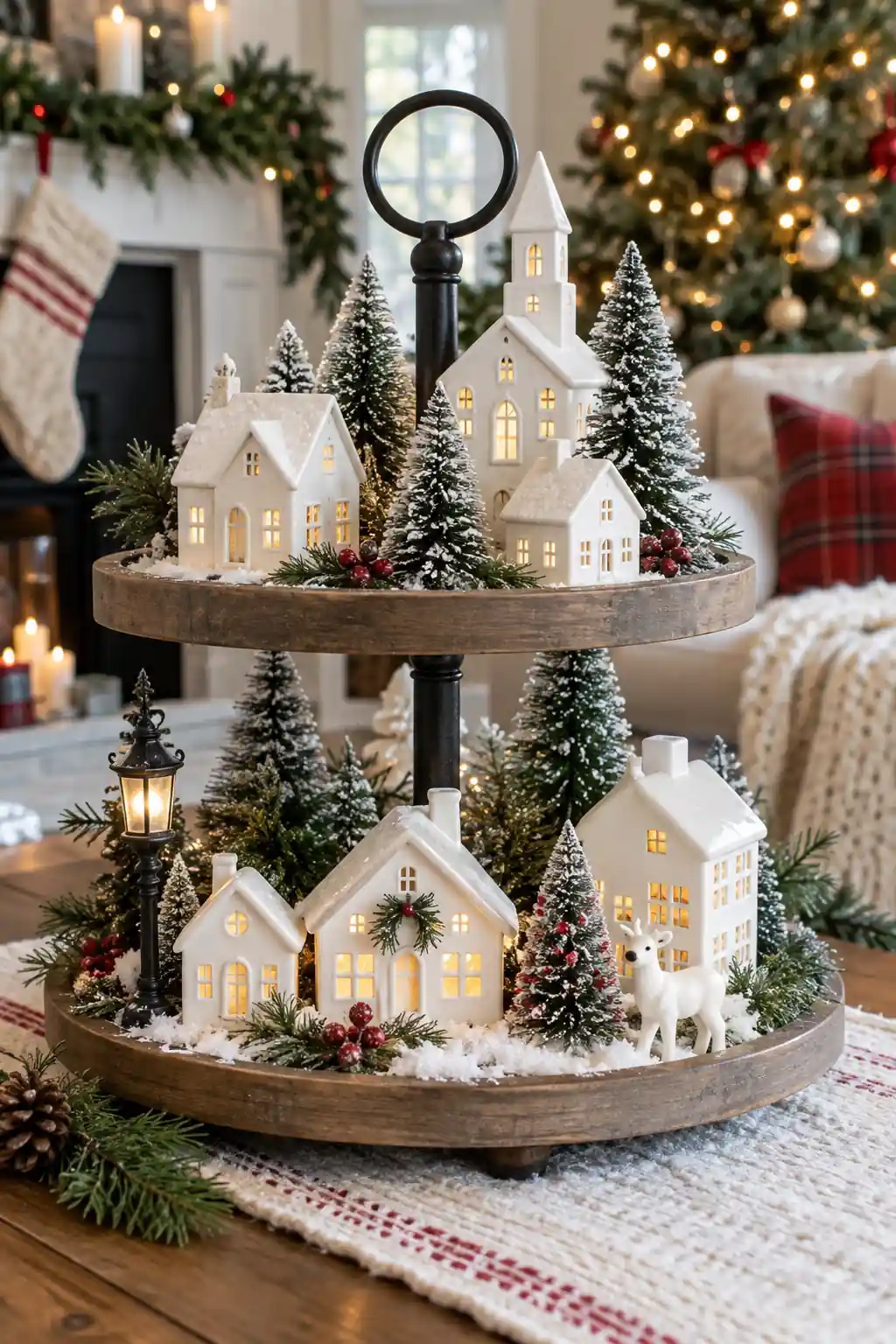 White Village Tiered Tray Christmas tray ideas