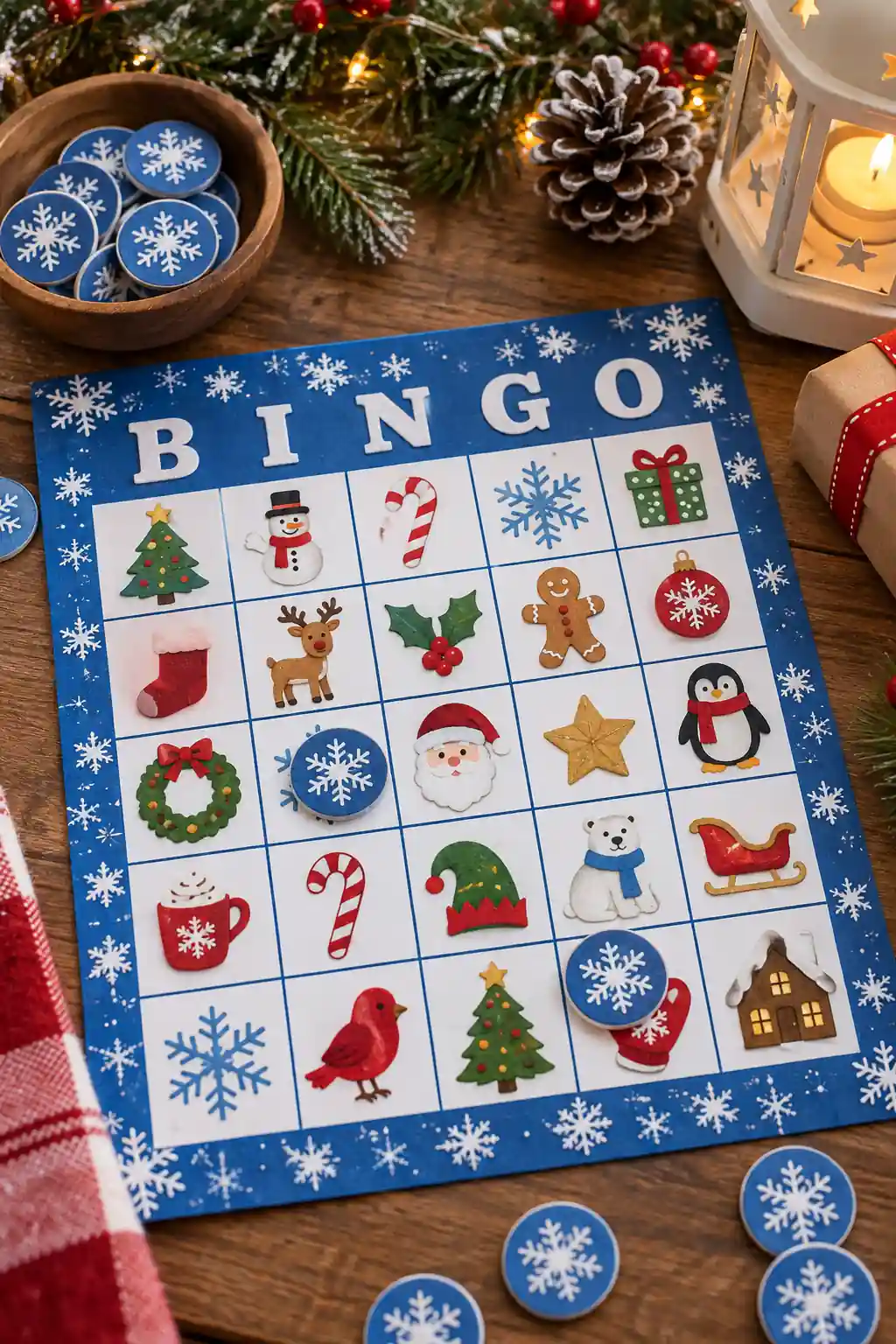 Blue Snowflake Bingo Christmas bingo ideas