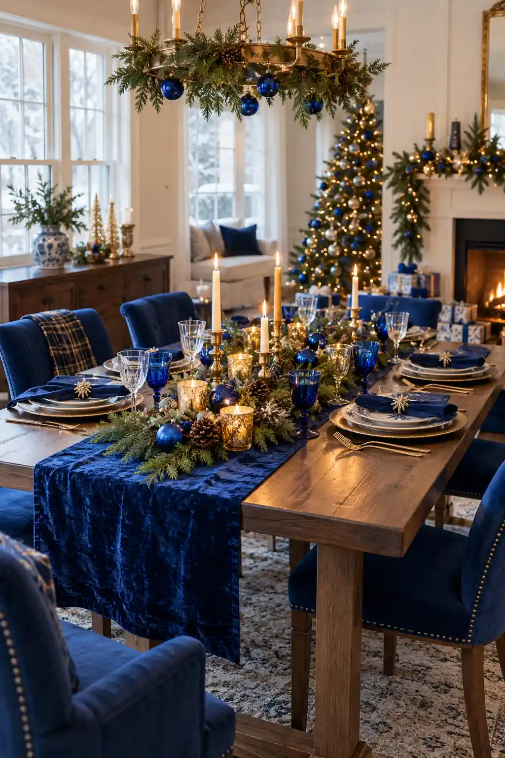Cobalt Dining Table blue Christmas decoration ideas