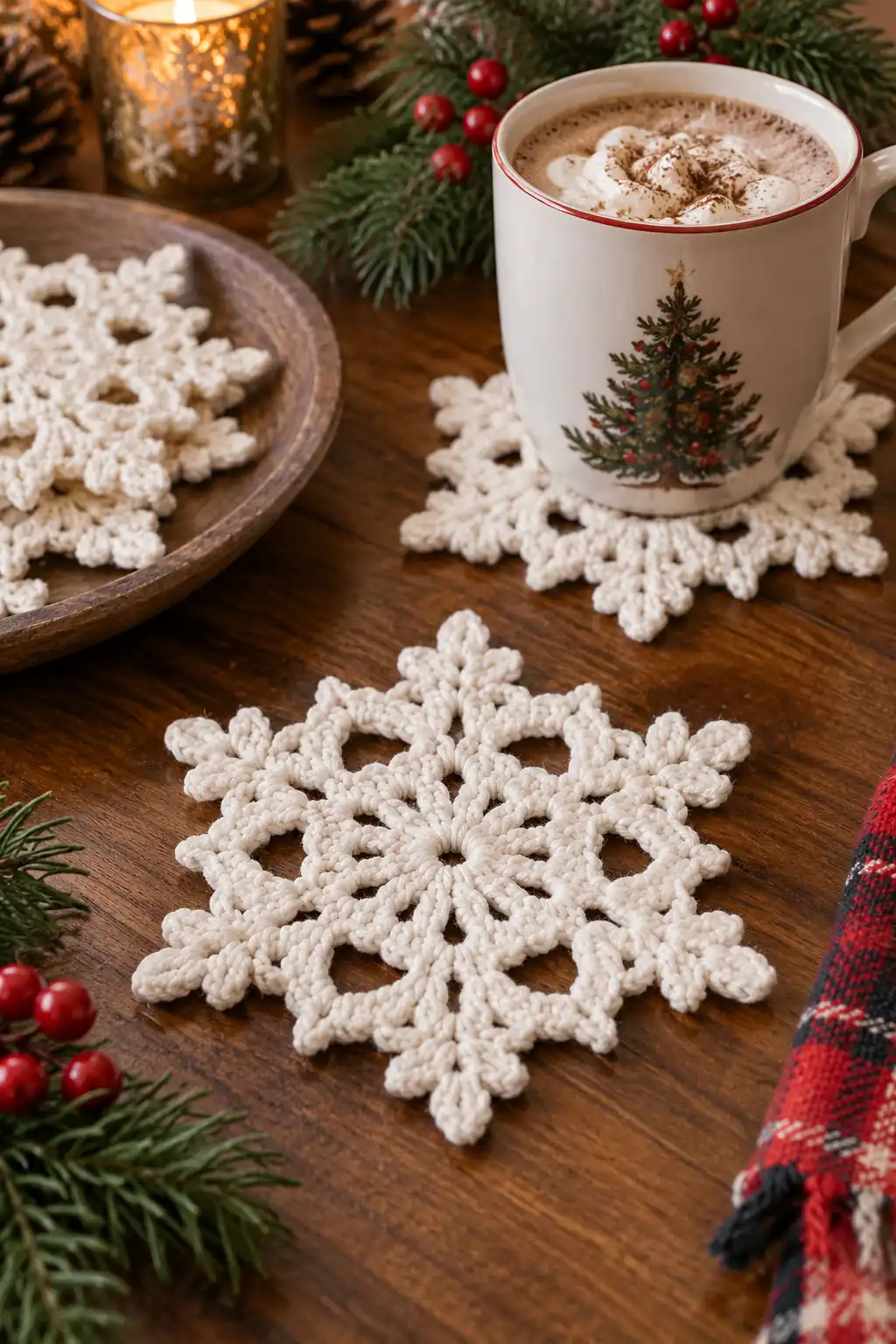 Crochet Snowflake Christmas coaster ideas