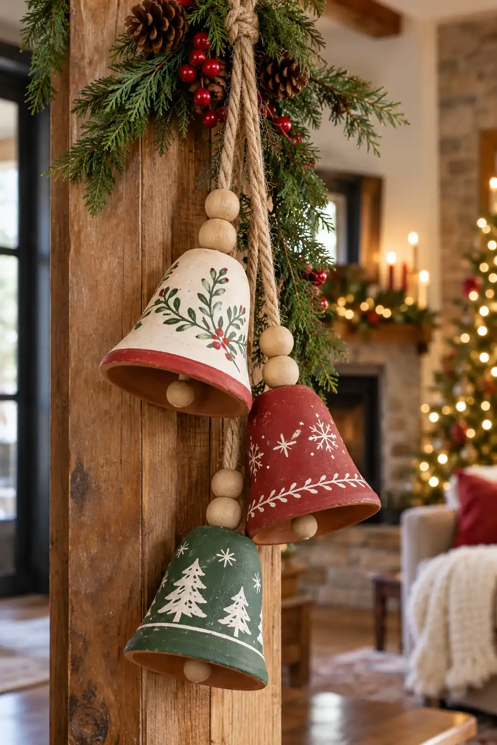 Painted Terracotta Bells Christmas craft ideas