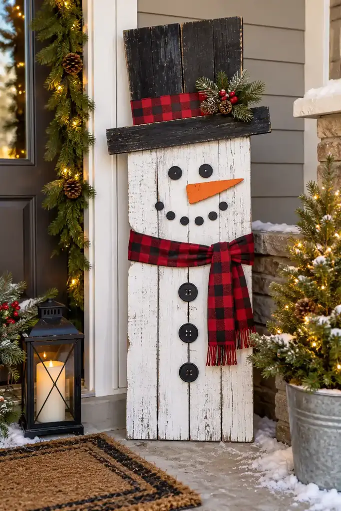 Pallet snowman porch sign