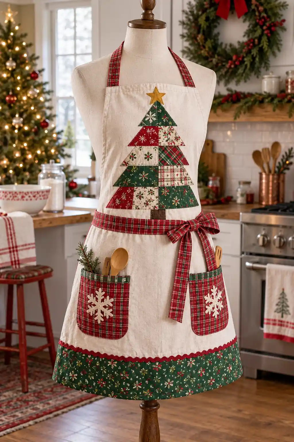 Patchwork Christmas Tree Christmas apron ideas