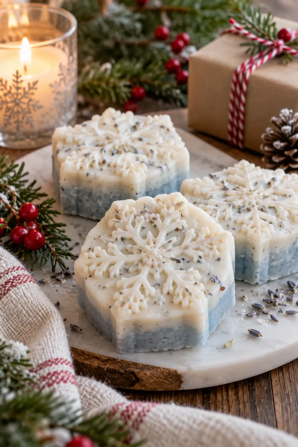 Snowflake Embossed Soap Christmas soap ideas