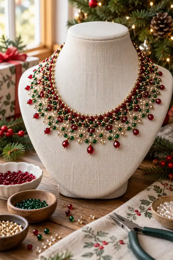 Beaded collar necklace