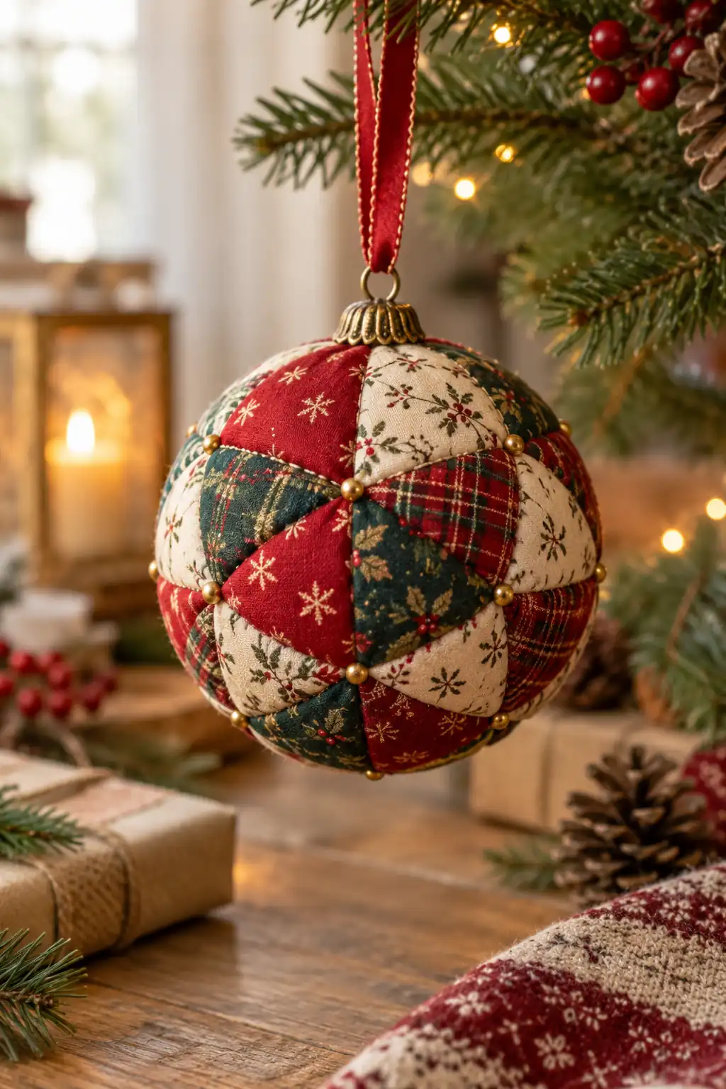 Fabric Patchwork Ball Christmas baubles ideas