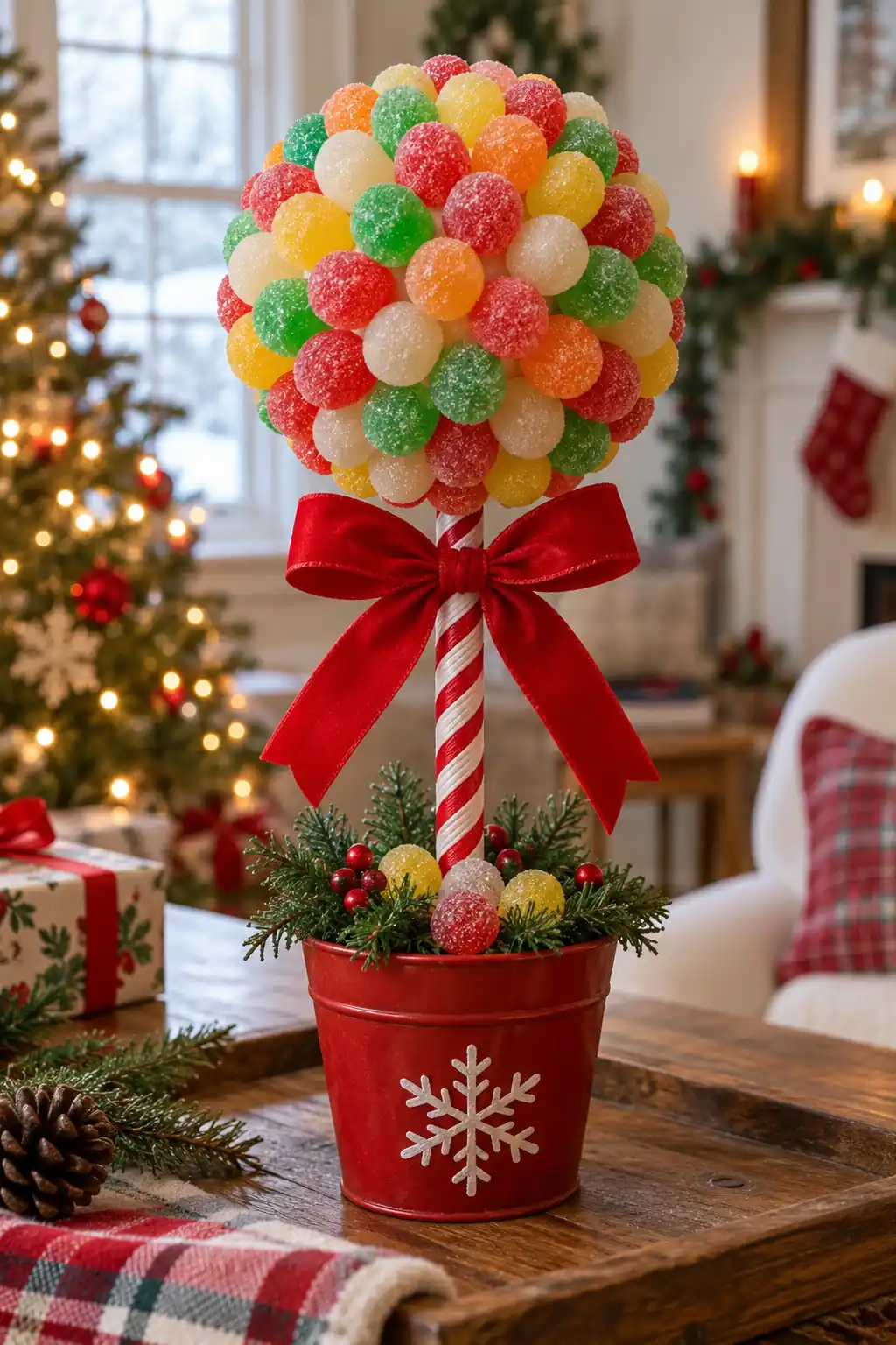 Gumdrop Topiary Christmas candy decoration ideas