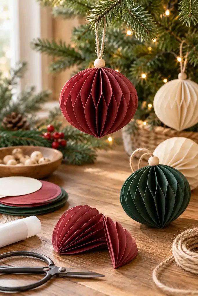 Paper honeycomb bauble Christmas ornament