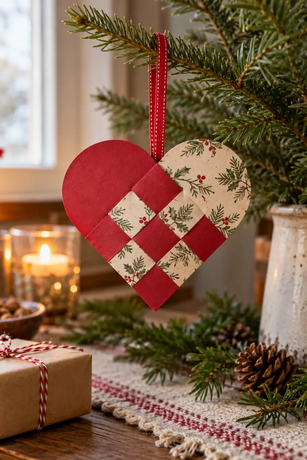 Woven Paper Heart Christmas craft ideas