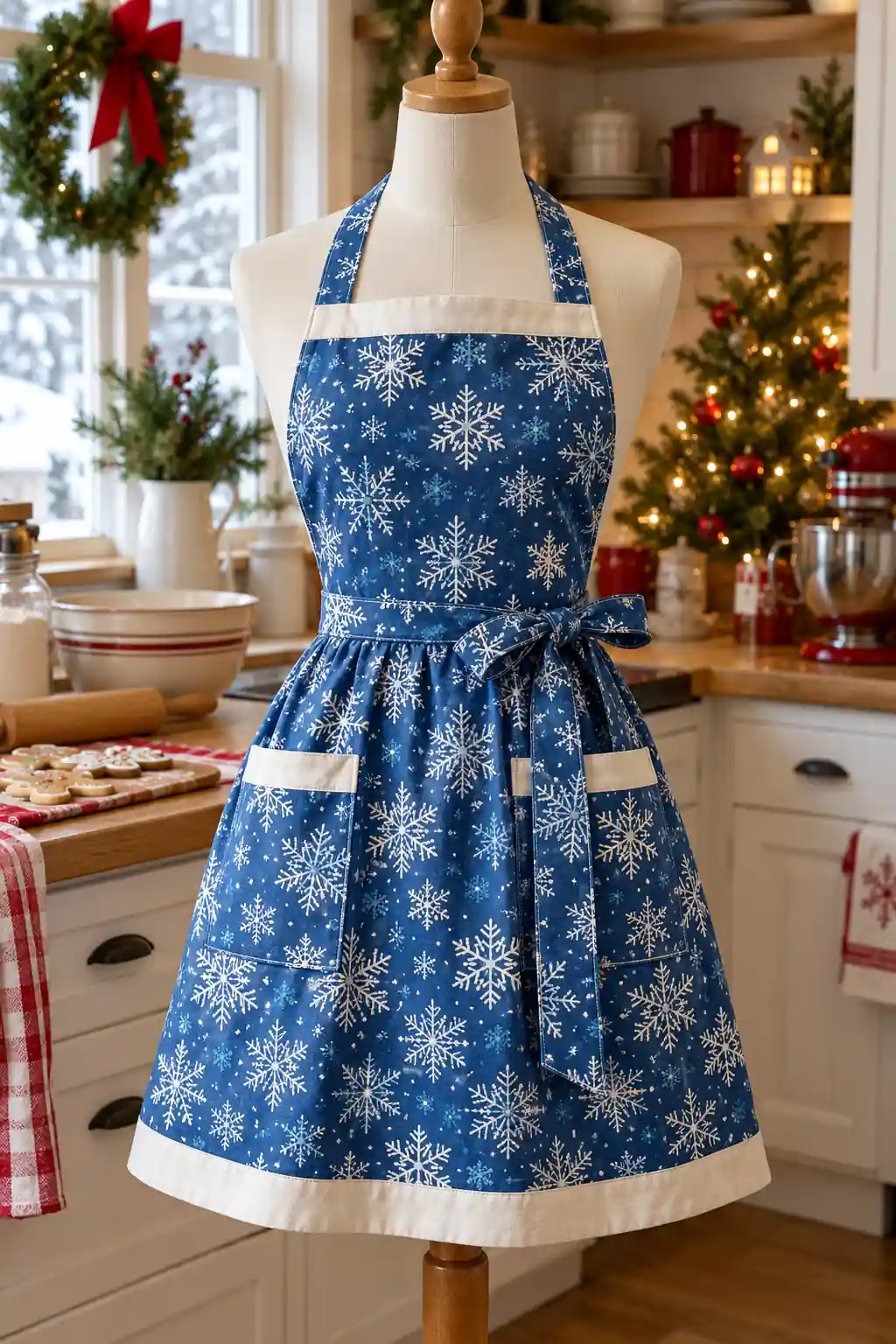 Blue Snowflake Print Christmas apron ideas