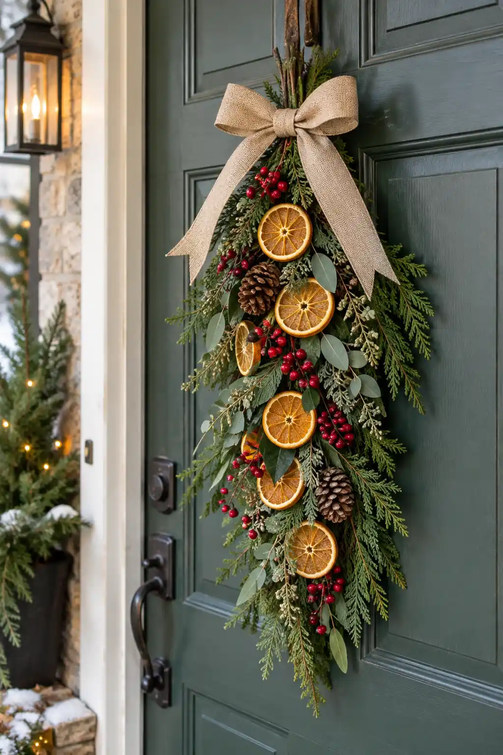 Dried Orange Door Swag DIY Christmas decor ideas