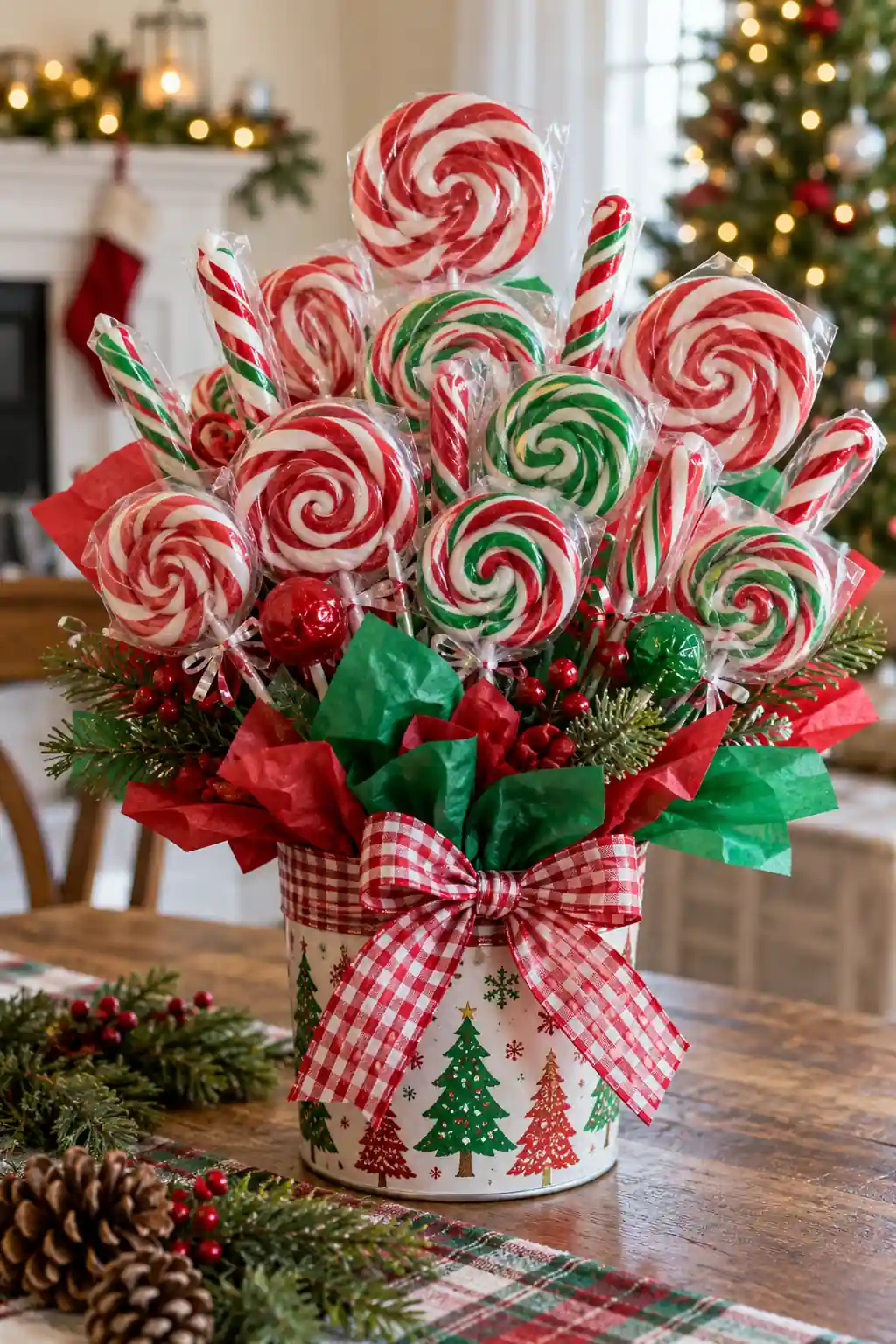 Lollipop Bouquet Christmas candy decoration ideas