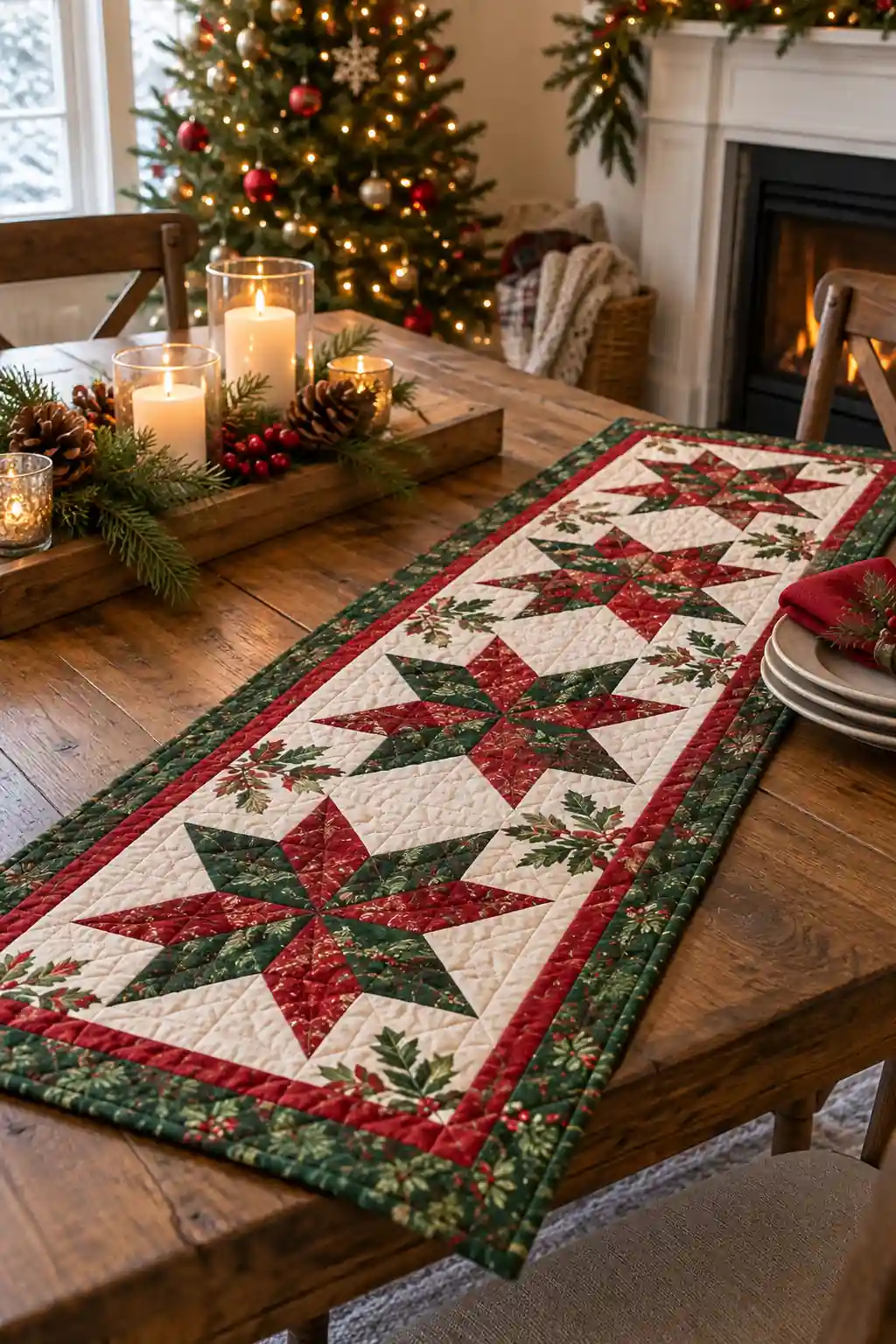 Quilted Table Runner fabric Christmas crafts ideas