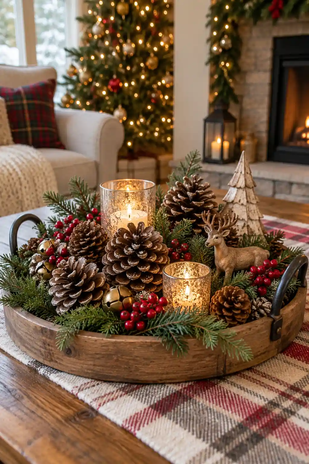 Woodland Pinecone Display Christmas tray ideas