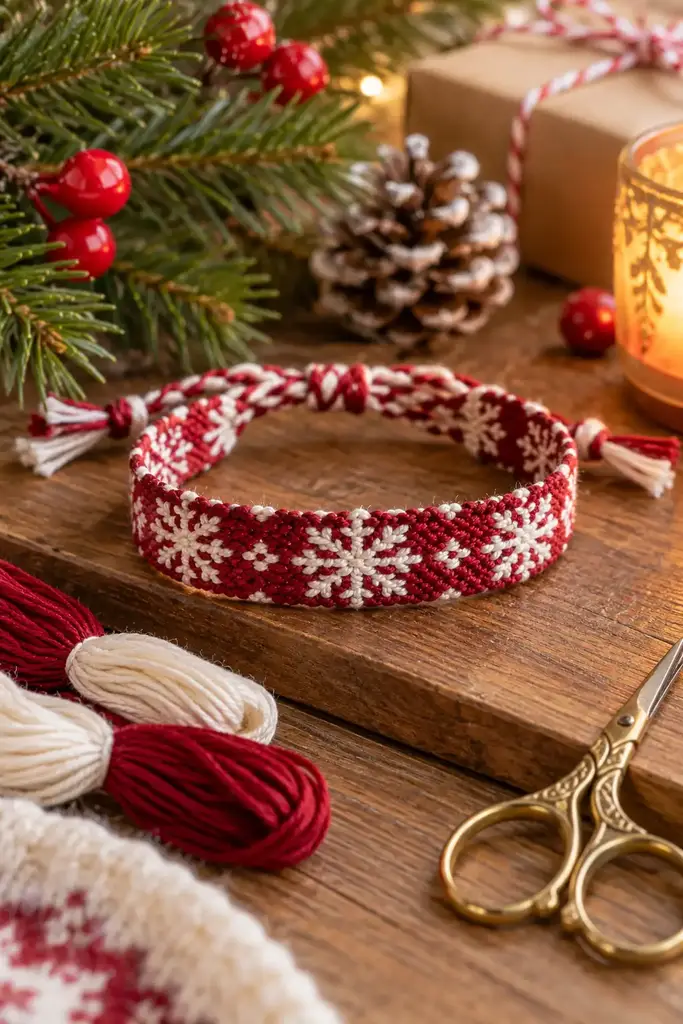 Woven snowflake friendship bracelet