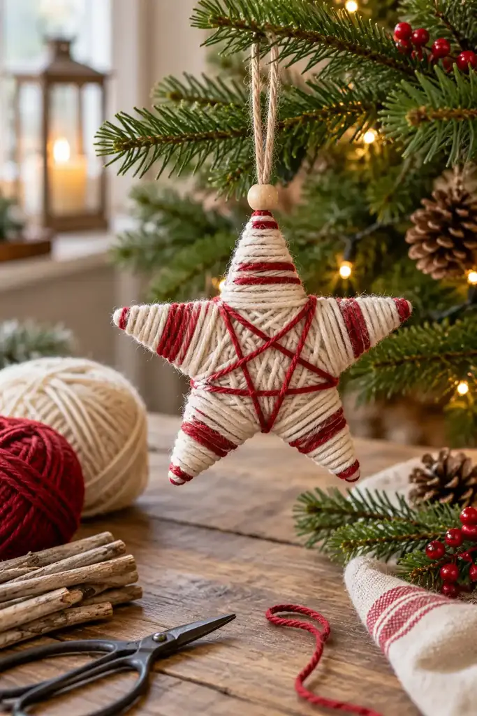 Yarn wrapped star ornament