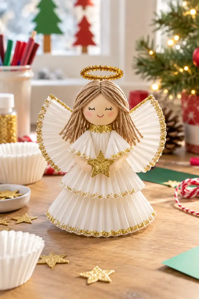 Cupcake liner angel craft