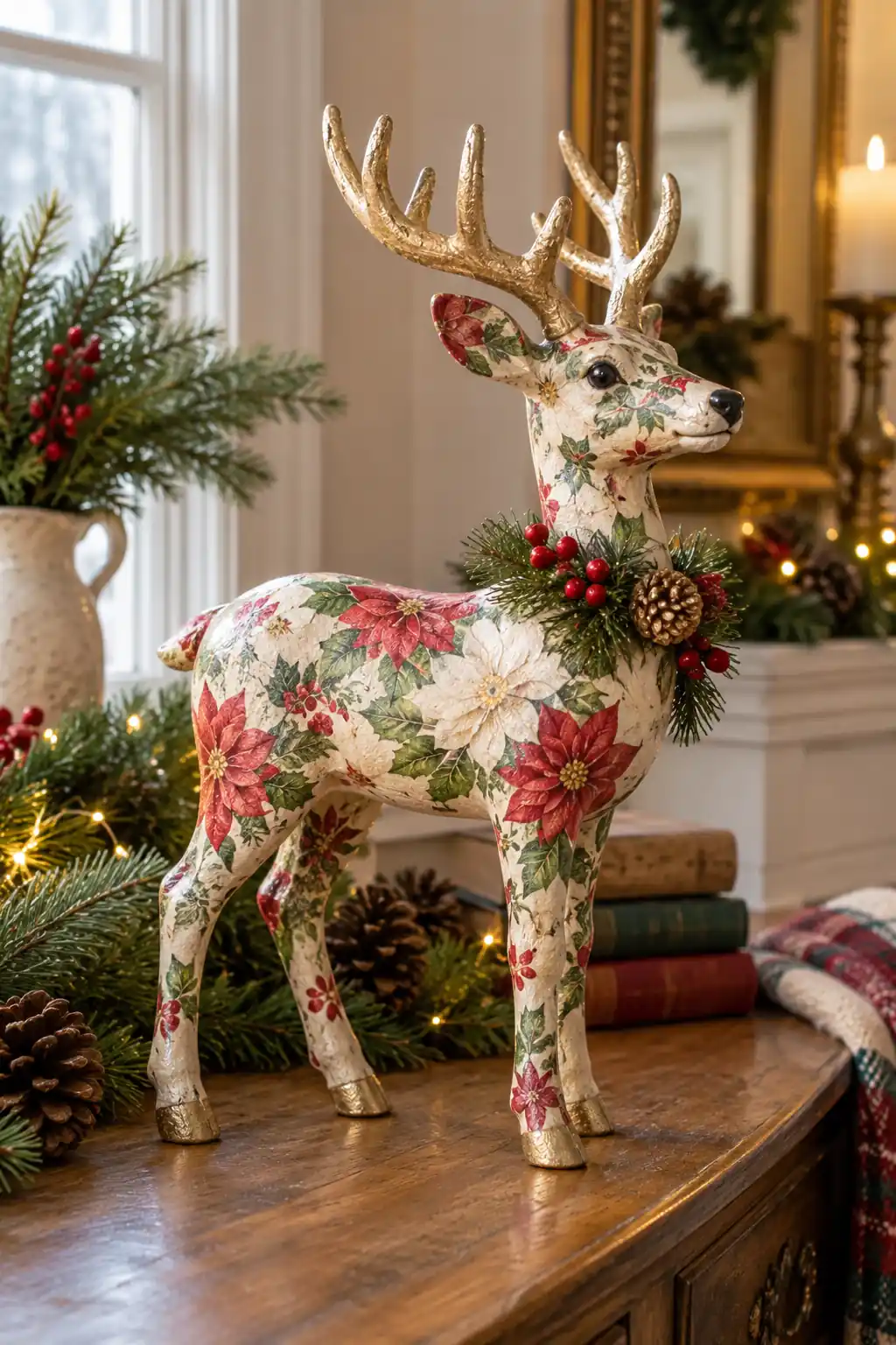 Floral Reindeer Figure decoupage Christmas ideas