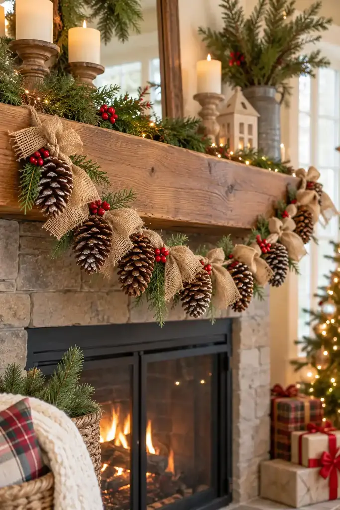 Pinecone and burlap garland