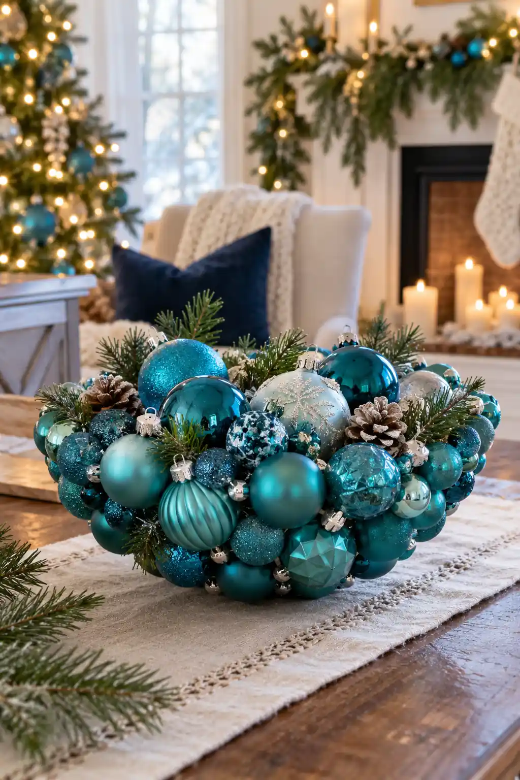 Teal Ornament Bowl blue Christmas decoration ideas