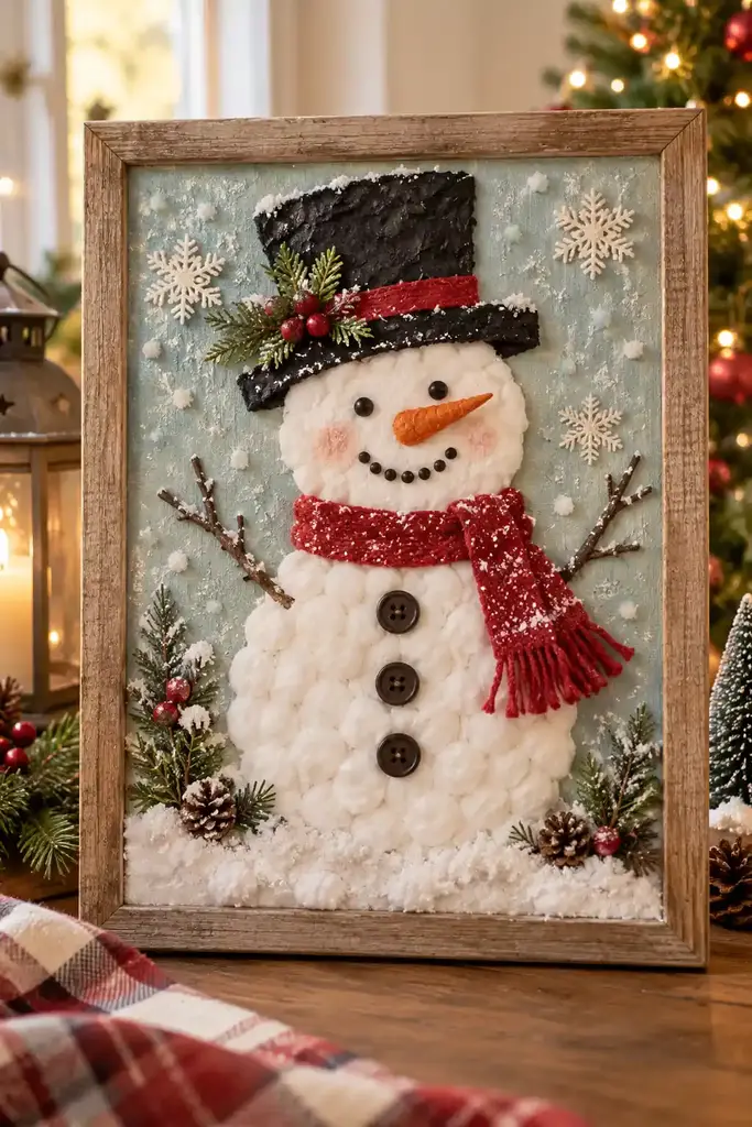 Textured cotton snowman collage