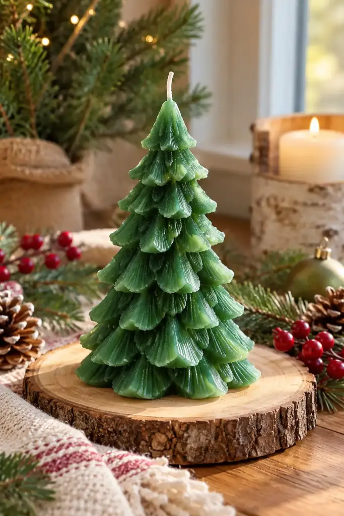 Tree shaped green candle