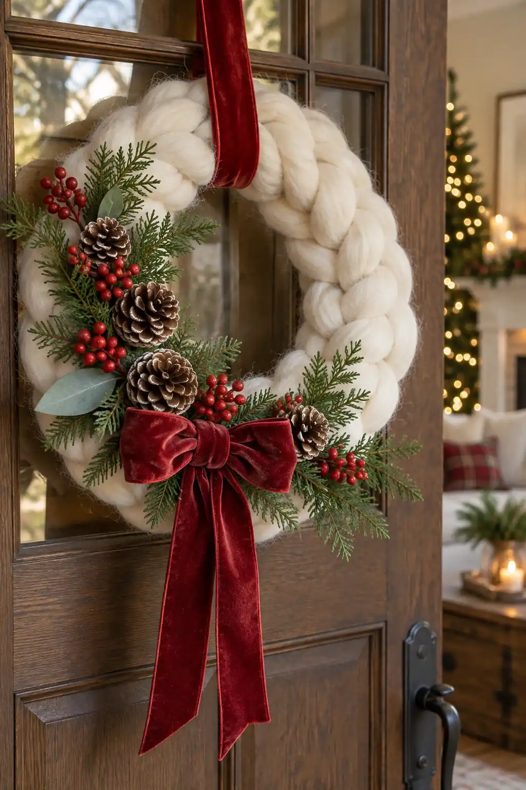 Wool Roving Wreath DIY Christmas decor ideas