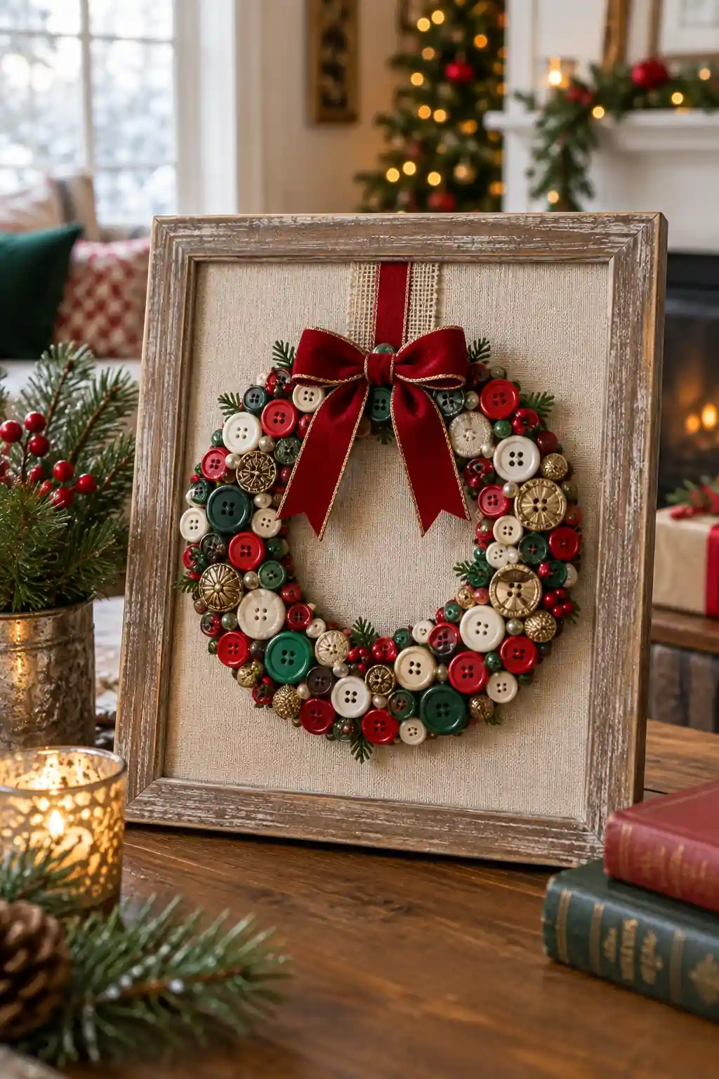 Button Wreath Frame Christmas craft ideas