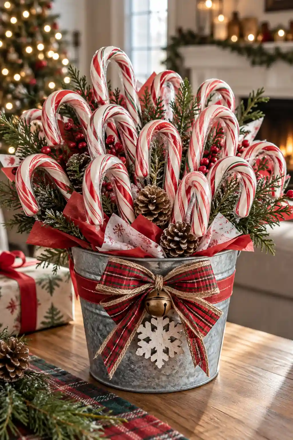 Candy Cane Bouquet Bucket Christmas bucket ideas