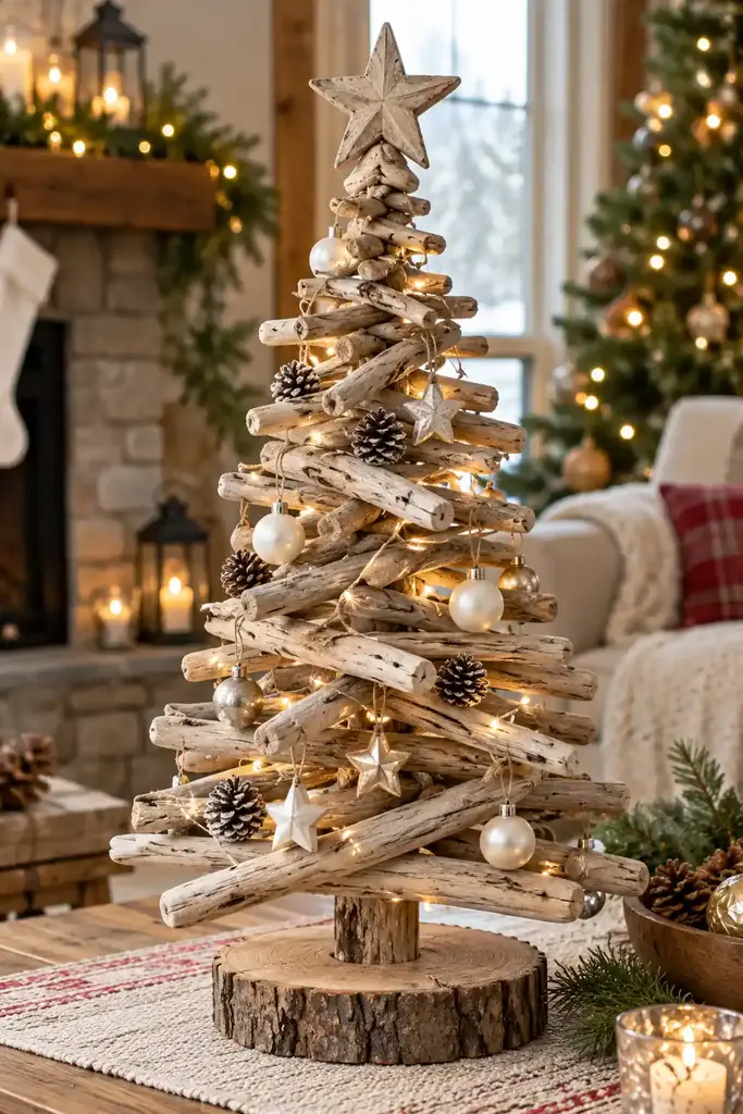 Driftwood tabletop Christmas tree