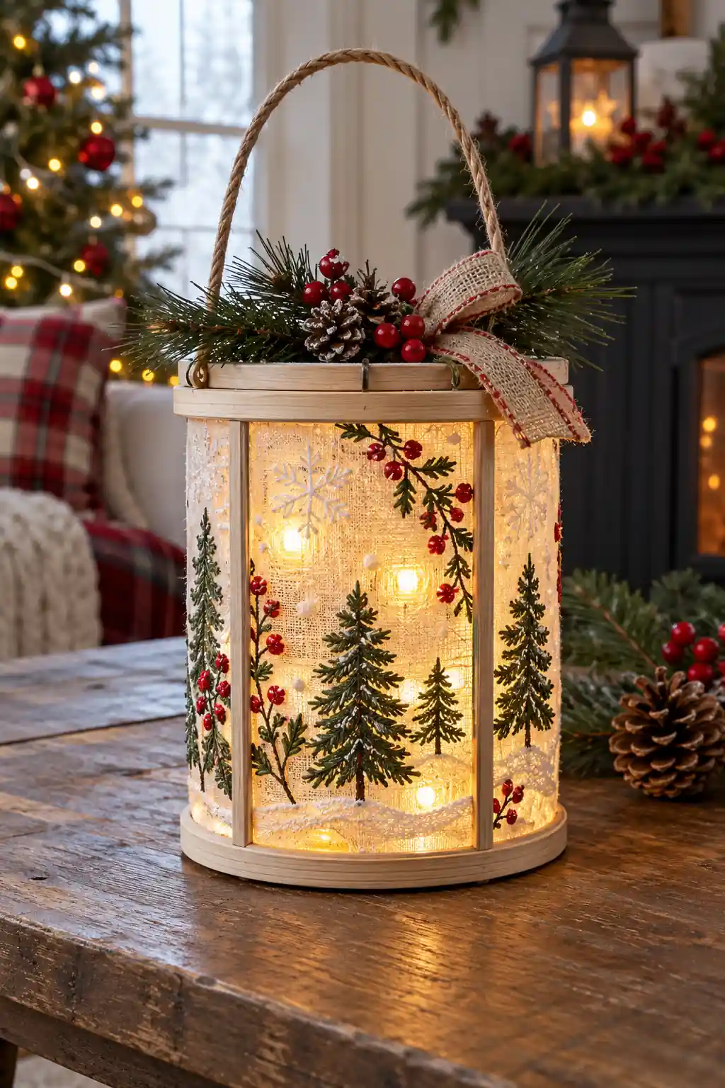 Embroidery Hoop Lantern DIY Christmas lanterns ideas