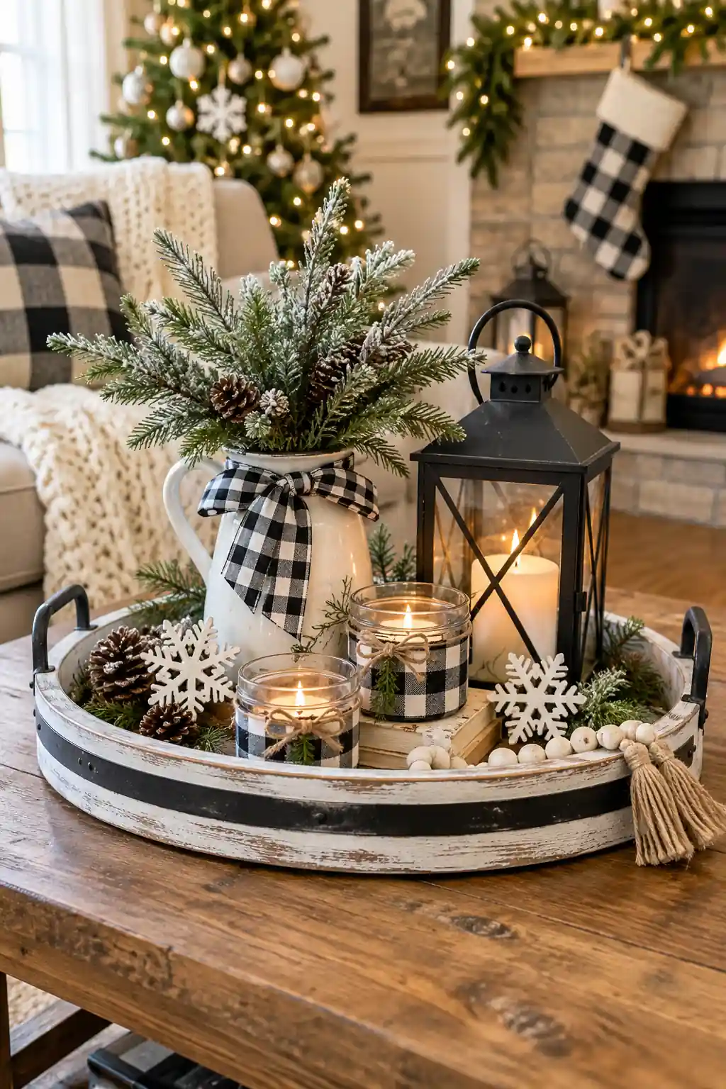 Farmhouse Black and White Tray Christmas tray ideas