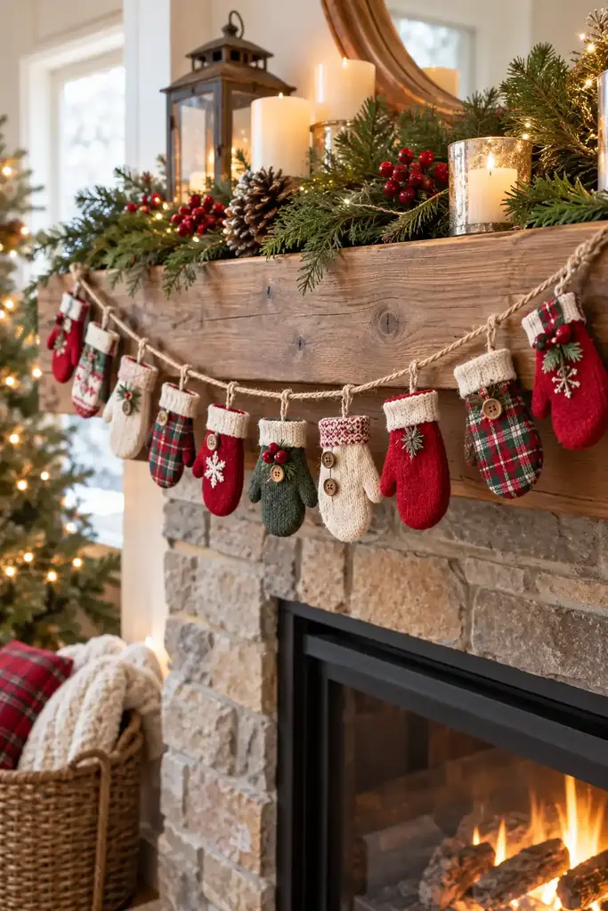 Mini mitten fabric garland