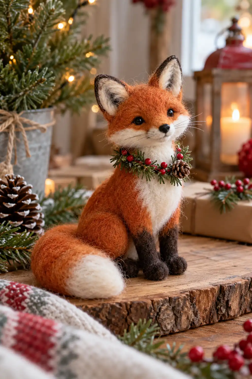 Needle Felted Fox Christmas crafts for adults