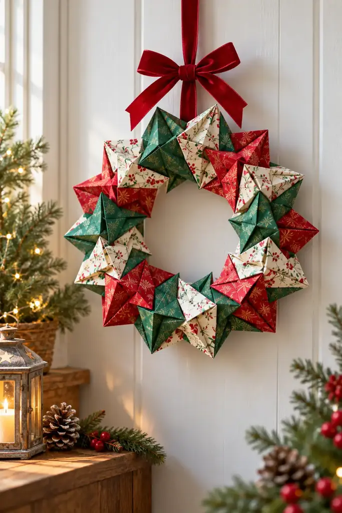 Origami modular wreath ring