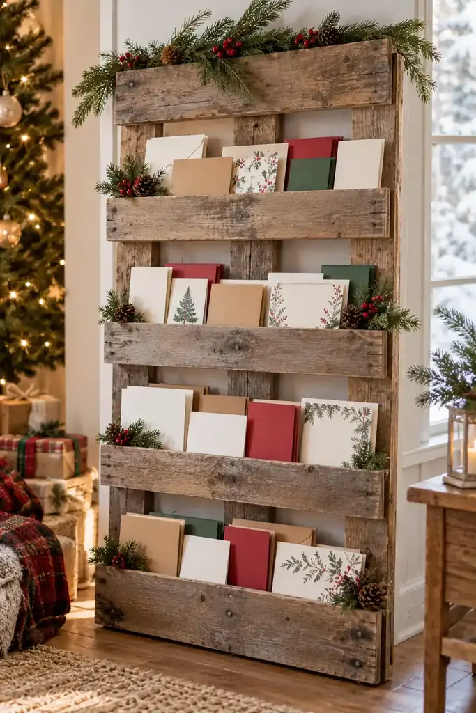 Pallet Christmas card rack