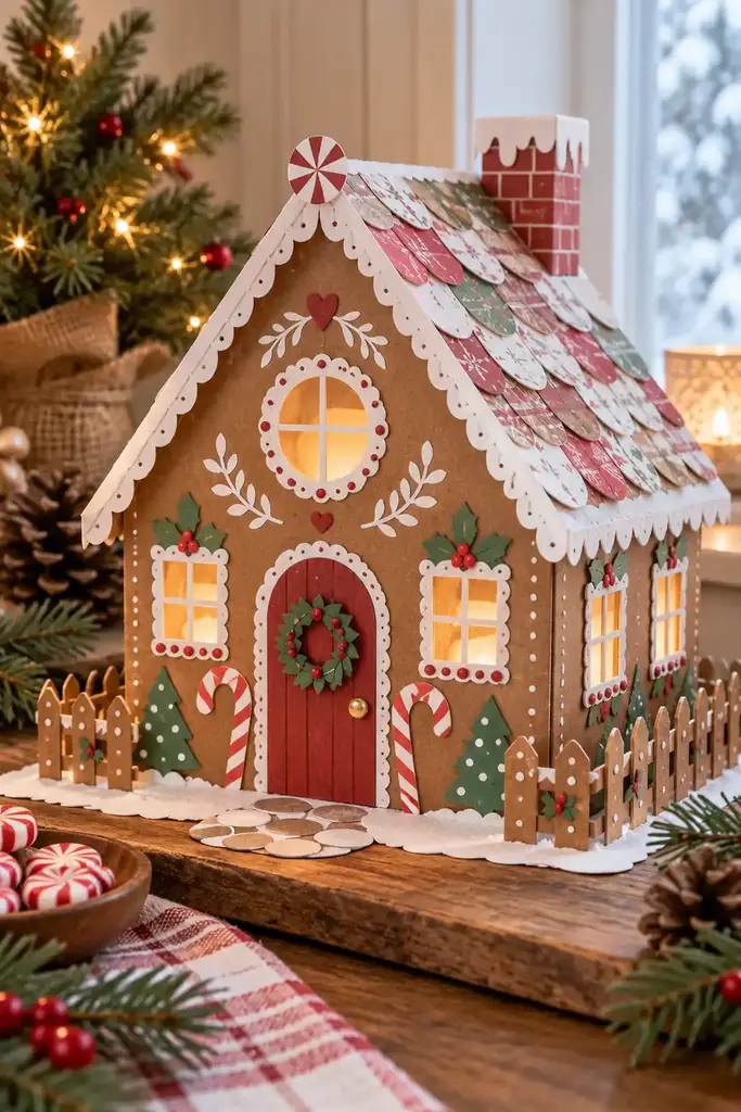 Paper gingerbread house collage