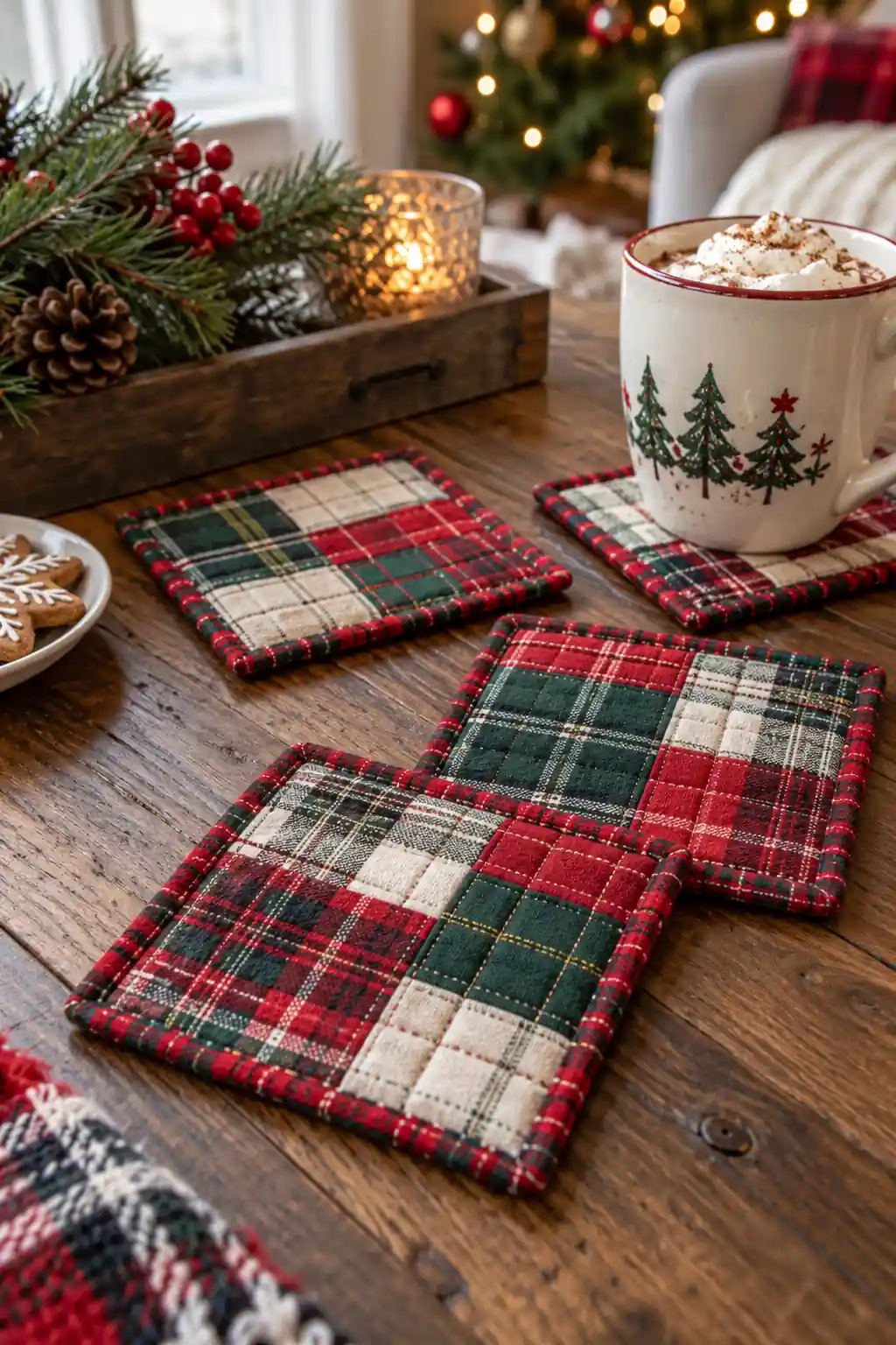 Quilted Plaid Christmas coaster ideas