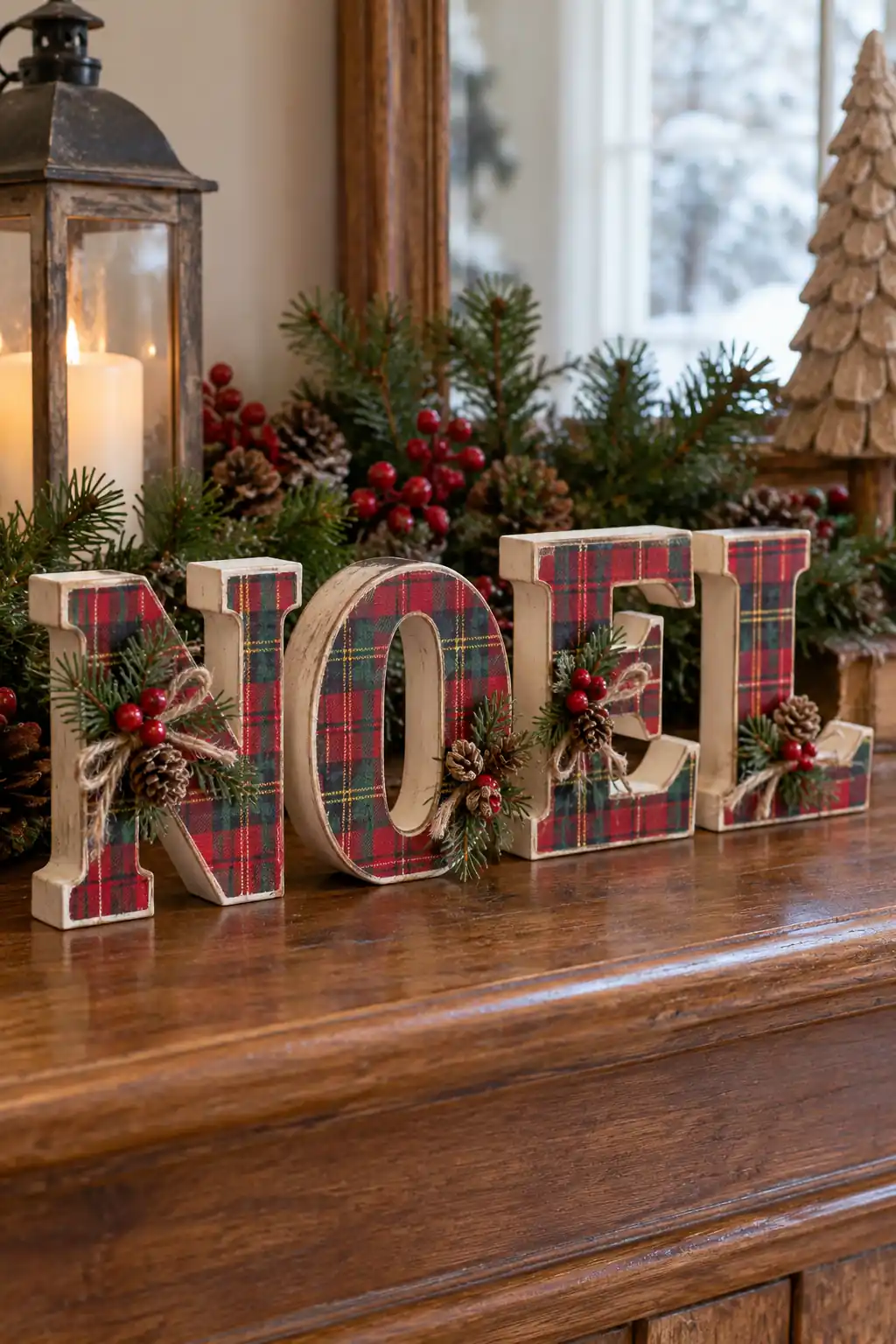 Tartan Letter Blocks decoupage Christmas ideas